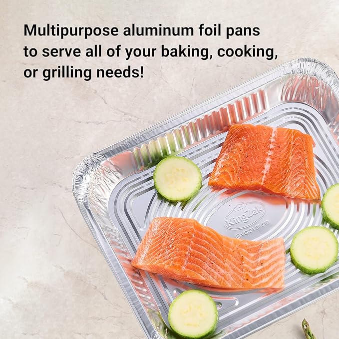 Aluminum Pans Half Size, 9X13, Extra Heavy Duty Disposable Foil Pans For Baking (30 Pack) Roasting & Chafing, Deep Tin Foil Bakeware, Steam Table Tray, Cookware, Food Prepping, Cake & Oven Pan