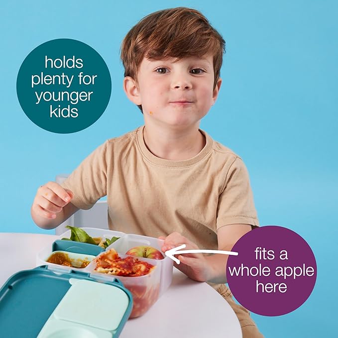 b.box Mini Lunch Box, Bento Box for Kids, Snack Container with 2 Leak Proof Compartments, Reusable Snack Containers with Lids, Kids Lunch Boxes Ages 3+, BPA Free, 4 1/4 Cup Capacity (Feelin' Peachy)
