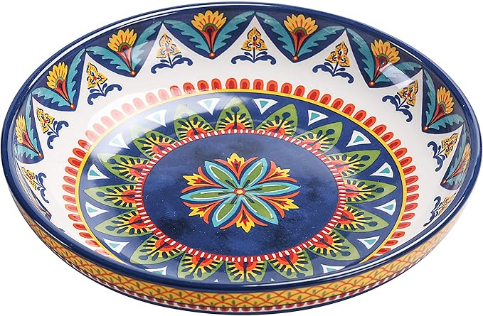 Bico Havana Pasta Bowls, 35oz Salad Bowl Set of 4, Large Ceramic Serving Dinner Bowls for Soup and Cereal, Microwave and Dishwasher Safe, Gift for Housewarming and Thanksgiving