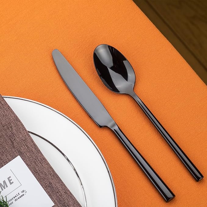 Alata Potter Black 20-Piece Forged Silverware Set with Utensil-Serving Set, Service for 4, Stainless Steel Flatware Set, Modern Design with Mirror Finish, Ideal for Home, Kitchen, Party, Camping