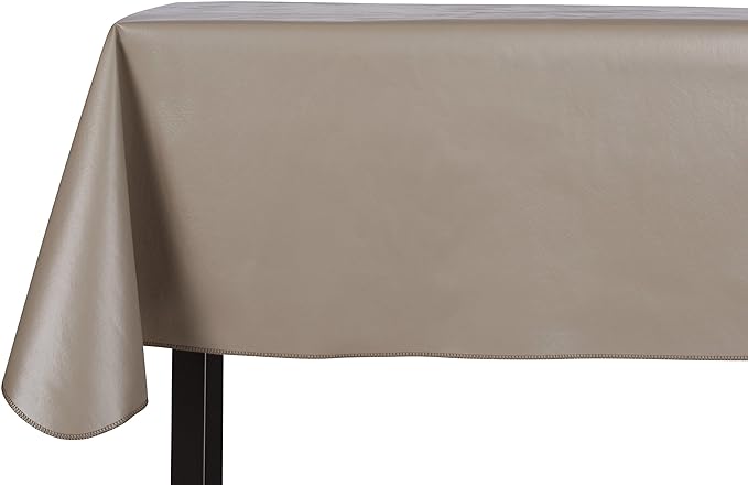 Yourtablecloth Heavy Duty Vinyl Rectangle or Square Tablecloth – 6 Gauge Heavy Duty Tablecloth – Flannel Backed – Wipeable Tablecloth with Vivid Colors & Many Sizes 52 x 120 Stone