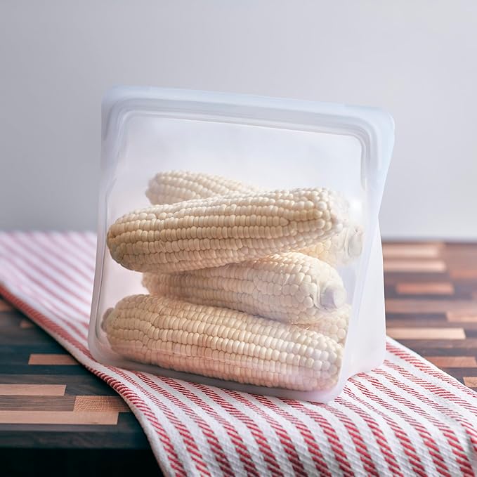 Stasher Premium Silicone Reusable Food Storage Stand-Up Bag Mega, Clear, Microwave, Sous Vide, Dishwasher, Oven and Freezer Safe, BPA Free, Leak-free, Eco-friendly, 104 Oz