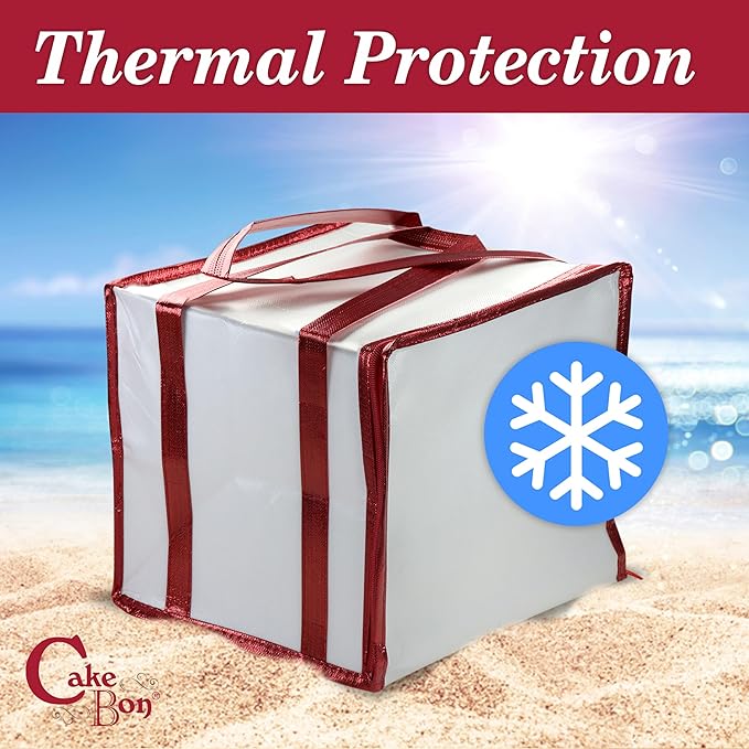 Cakebon 8-Inch Insulated Cake Bag with Ice Pack Sheets – Premium Cooling Solution for Cakes, Pastries & Cupcakes – Durable, Reusable, Moisture-Proof Design for Bakers & Food Deliveries (1-pack)