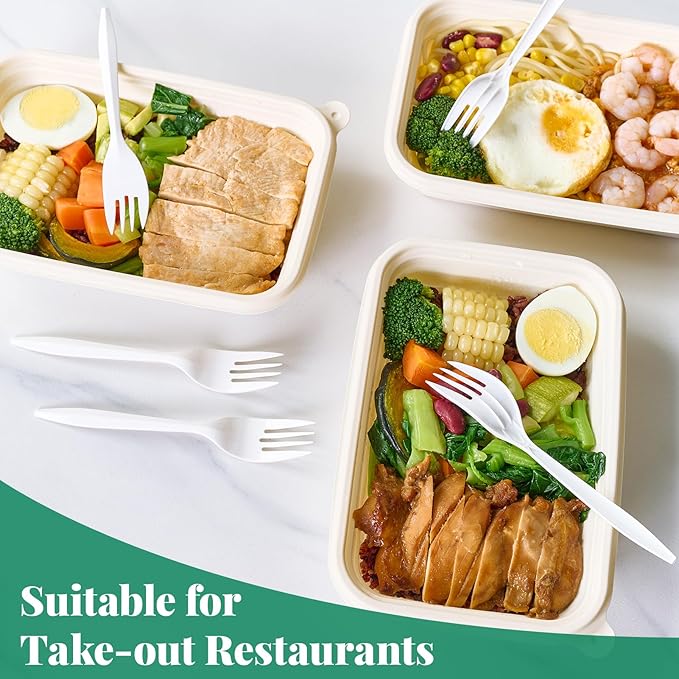 FOCUSLINE 2000 Pack White Plastic Forks Bulk, Heat Resistant Disposable Forks, Plastic Silverware for Take out Restaurants, Parties, Picnics, Travel & Any Events