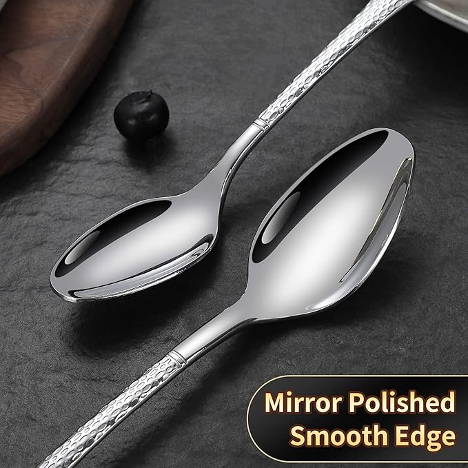Lemeya Hammered Silverware Set,20 Piece Modern Flatware Set Service for 4,Mirror Polished Stainless Steel Cutlery Set Utensil Set Tableware Set,Kitchen Knives Forks Spoons Set,Dishwasher Safe