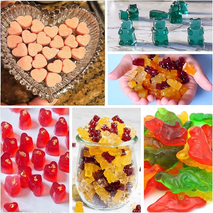 Gummy Candy Molds - Silicone Gummy Dinosaur/Donut/Small Hearts Shapes/Bear Mold for Kids with 2pcs Dropper,Non-stick and Bpa Free for Mini Candy Chocolate Gummies Baking