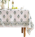 ISAENNE Designer White Linen Extra Long Rectangle Tablecloth,Chinoiserie Floral Elegant Indoor Table Cloth,Fall Stain Proof Decor Tablecloths for Dining Thanksgiving Kitchen,63"*110"-Mosella F