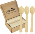 ECOLipak 300 Count Bamboo Spoons Disposable, 6.7 Inch No Splinters Heavy Duty Bamboo Disposable Compostable Spoons for Party, Wedding, Camping, Traveling, Family Dinners, Large Events