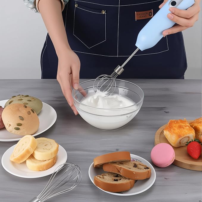 Egg Beater Whisk, Wireless Electric Multi-speed Control Rechargeable Batteries Balloon Whisk for Eggs, Milkshake Cream, Butter, Baby Food Fruits, Sauces and Soup for Kitchen,Camping,Party Gifts