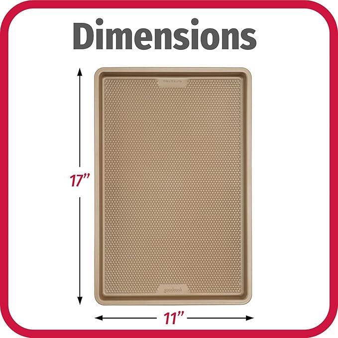 GoodCook BestBake Nonstick Textured Carbon Steel Cookie Sheet, 11" x 17", Large Baking Sheet, Even Heating, Scratch-Resistant, Non-Toxic, Durable, Ideal for Baking and Sheet Pan Dinners