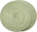 FunWheat Round Braided Placemats Set of 4 Place mats for Dining Tables Woven Heat Resistant Table Mats 15 inch (E Light Green, 4pcs)