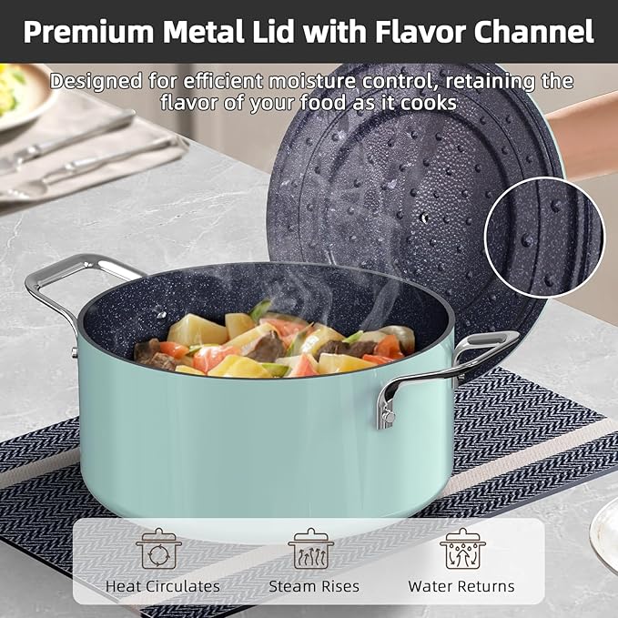 Nuwave Lux 13pc Forged Lightweight Cookware Set PFAS Free, Healthy G10 Duralon Ceramic Coating, Ultra Non-Stick, Stay-Cool Handles, Works on All Cooktops & Induction Ready