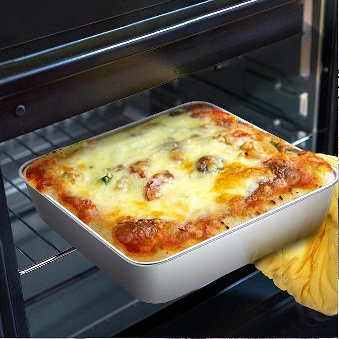 LIANYU 9 Inch Square Cake Pan, Stainless Steel Baking Lasagna Brownie Bread Pan, Perfect for Birthday Party Wedding, Oven & Dishwasher Safe