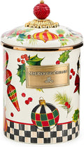 MACKENZIE-CHILDS Enamel Canister, Kitchen Storage Container with Lid, Medium, Deck the Halls