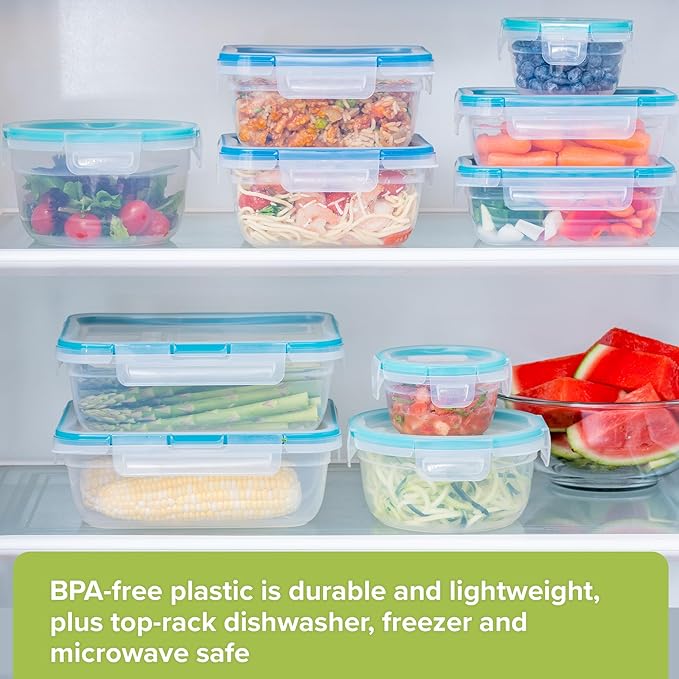Snapware Total Solutions (10-Pack, Mixed Sizes) Plastic Food Storage Containers Set, Airtight & Leakproof Locking BPA-Free Lids Tupperware, Freezer Dishwasher Microwave Safe