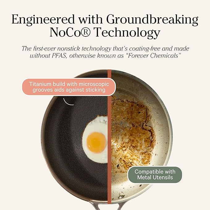 Our Place Titanium Always Pan Pro - 10.6” (2.8 Qt) No-Coating Nonstick Skillet | Tri-Ply Titanium & Stainless Steel | Safe for Oven, Induction & All Cooktops up to 750°F | Includes Spatula | Gold