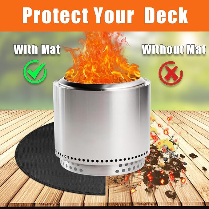 Round Fire Pit Mat Compatible with Solo Stove Bonfire, Accessories Compatible with Solo Stove, 3-Layer Fireproof Esay to Clean Grill Matt for Outdoor Grill Deck Protector, 42in