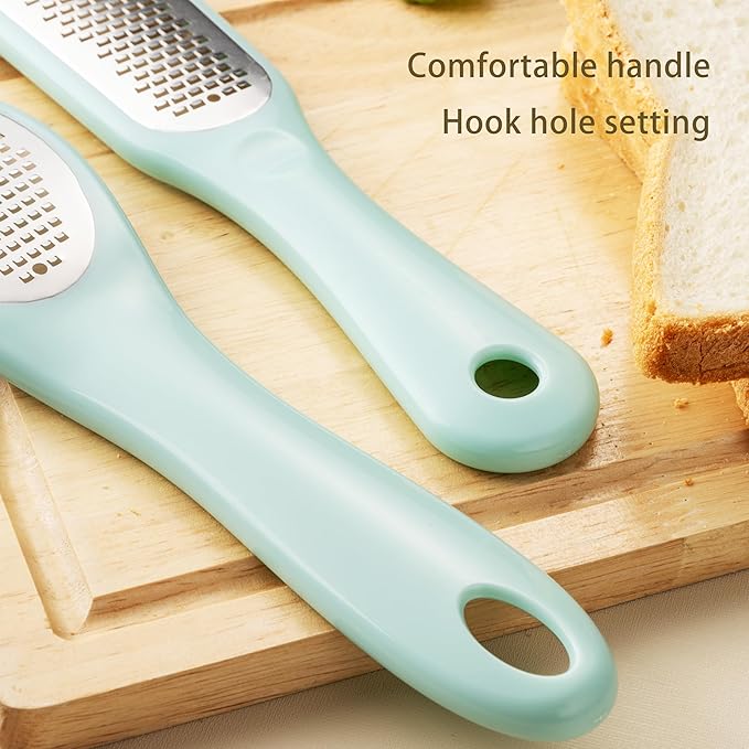 Lemon Zester Grater with Handle - 2-Piece Lemon Zester & Cheese Grater for Parmesan, Ginger, Garlic, Nutmeg, Chocolate