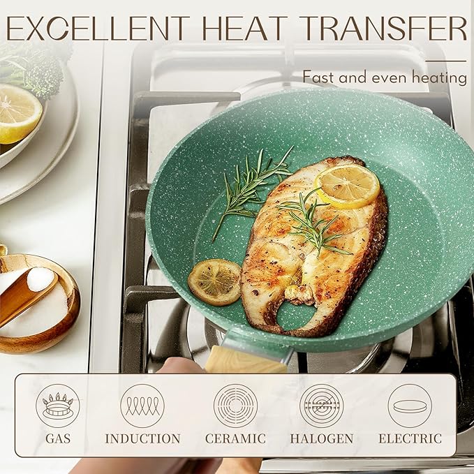 Innerwell Nonstick Frying Pan Skillet, 8 Inch Non Stick Egg Pan Omelet Frying Pans 100% PFOA-Free, Non-Toxic Healthy Cooking Pan, Induction Compatible