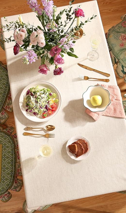 patdrea Designer Vintage Linen Long Rectangle Table Cloth,Floral Leaves Pattern Anti-Wrinkle Green Tablecloth,Decor Table Cover for Kitchen Dining Christmas,Party,Thanksgiving,55"x79"-Cecilia D