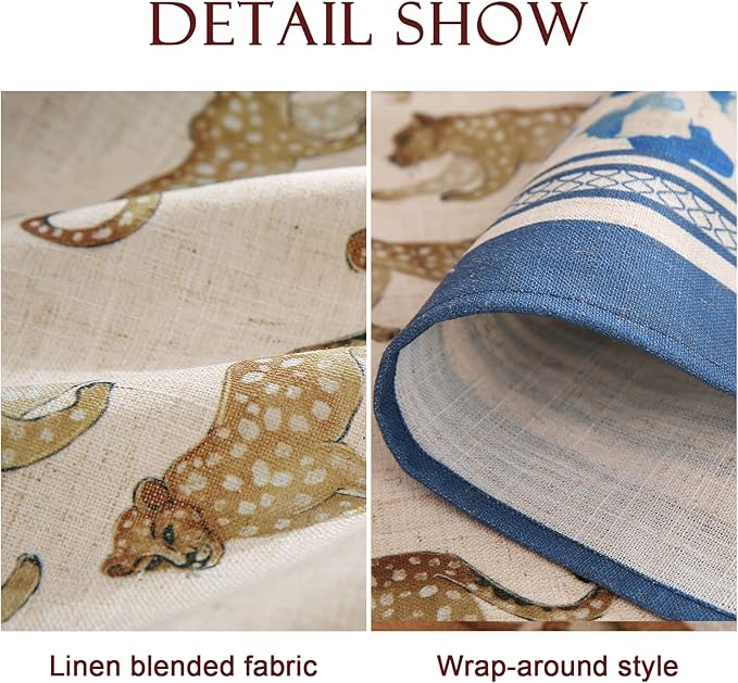 patdrea Designer Vintage Linen Table Cloth for Rectangle Table,Leopard Animal Pattern Soft Breathable Tablecloth,Decor Cover for Kitchen Dining,Christmas,Parties,Thanksgiving,63"x87"-from