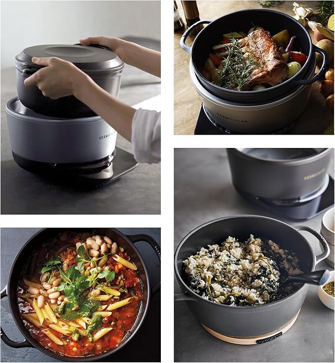 Vermicular Musui–Kamado (RICEPOT) | Cast Iron Induction Cooker | Precision Multicooker | Japanese Rice Cooker | Slow Cooker | Non-Toxic Enameled Cast Iron Pot | Matte Black & Silver | US Model (120V)