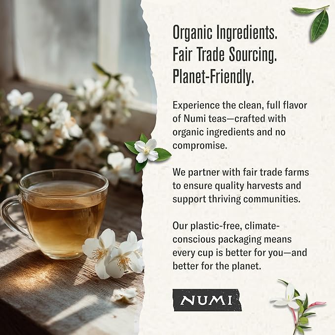 Numi Organic Tea Jasmine Green, 100 Count Box of Tea Bags (Packaging May Vary)