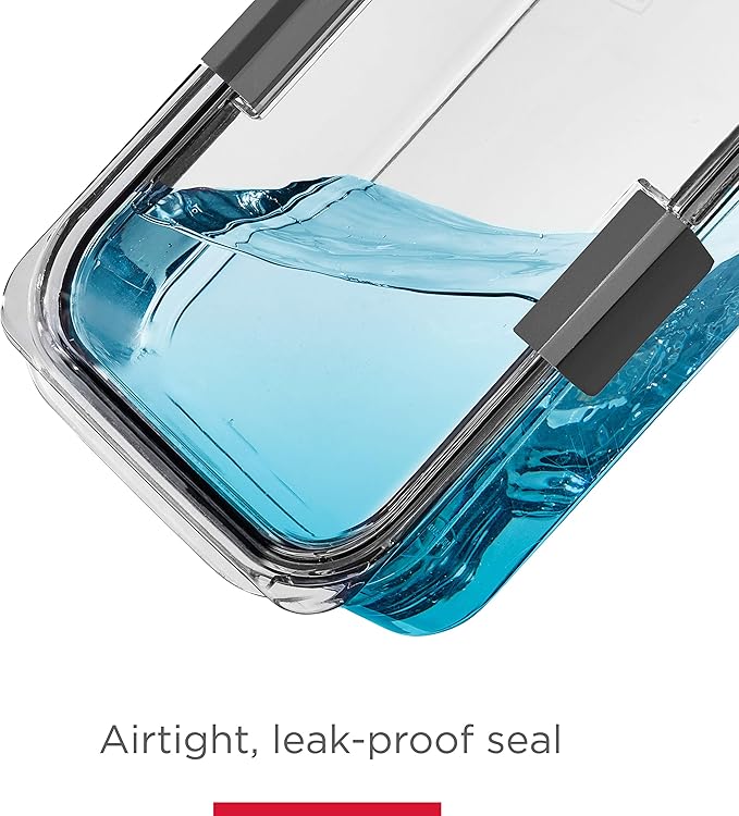 Rubbermaid Brilliance BPA-Free Food Storage Containers with Lids, Airtight Clear Set of 2 (9.6 Cup), Ideal for Lunch, Meal Prep, and Leftovers