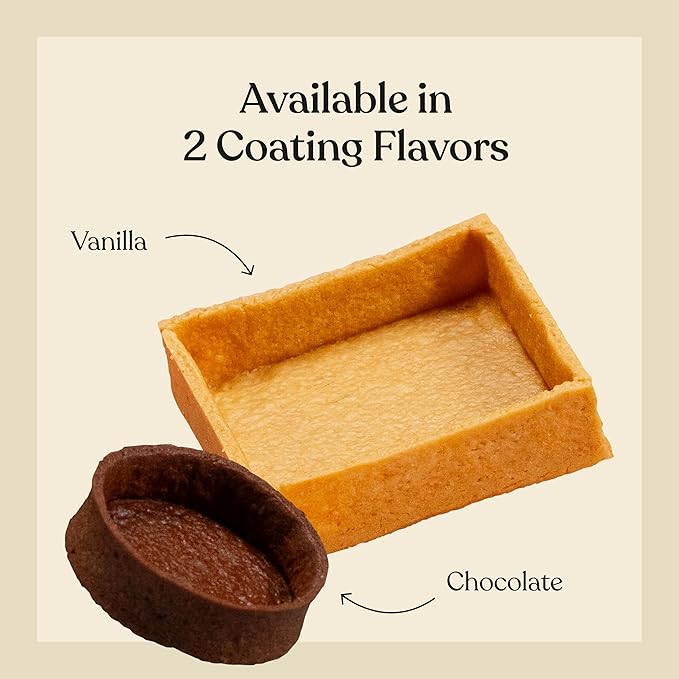 Cambie Large Square Vanilla Tart Shells, 71mm (2.8") Diameter, French Style Tart Shells, White Chocolate Coating, Pack of 24