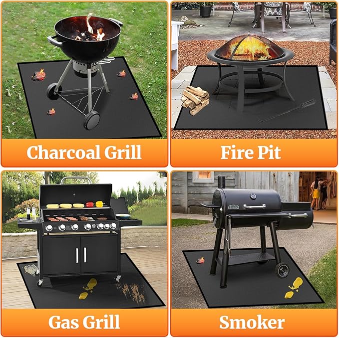 30" Square Fire Pit Mat/Under Grill Mat Fireproof Waterproof Oil-Proof, 4 Layers Fireproof Mat Fire Pit BBQ Pad Protect Mat for Deck Patio Grass Outdoor Wood Burning Fire Pit and BBQ Smoker