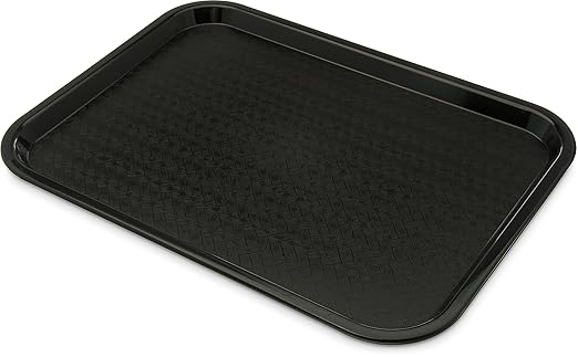 Carlisle FoodService Products CFS CT121603 Cafe Standard Plastic Cafeteria/Fast Food Tray, NSF Certified, BPA Free, 16" Length x 12" Width, Black (Pack of 24)