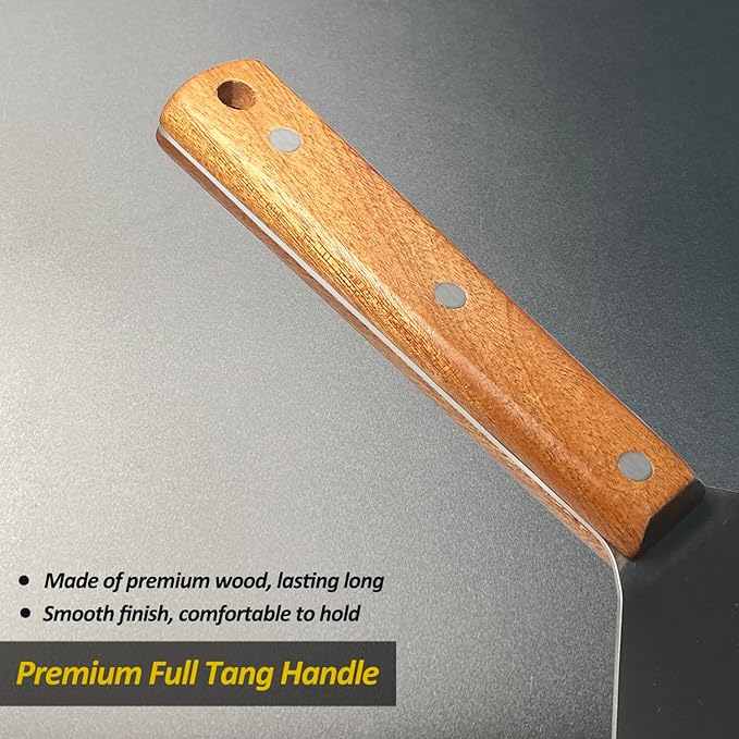 Stainless Steel Metal Spatula Set For Griddle, Grill Spatula Scraper for BBQ/Flat Top Grill- Full Tang Handle -Thicked Blade- Beveled Edges, Great Griddle Accessories for Pancake/Dough Cutter