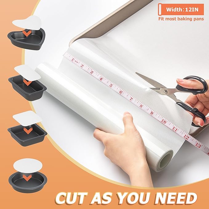 Silicone Baking Mat Roll, Non-Stick Heat Resistant Food Grade Baking Mats, Non-Slip Reusable Air Fryer Linner, Freeze Dryer Mat, Counter Mat, Oven Liner, Refrigerator Liners - 12IN x 8FT