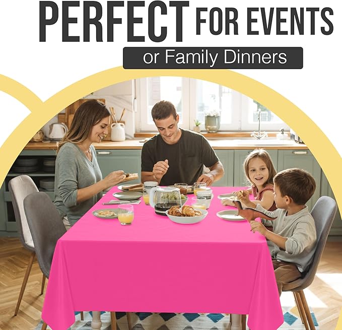 Exquisite 66% Thicker Premium Plastic Table Cloth Rectangle Table Cover 0.5 Mil 12 Pack Cerise Table Cloth 54 Inch x 108 Inch Disposable Tablecloth Won't Tear Easily Like Cheap Thin Brands