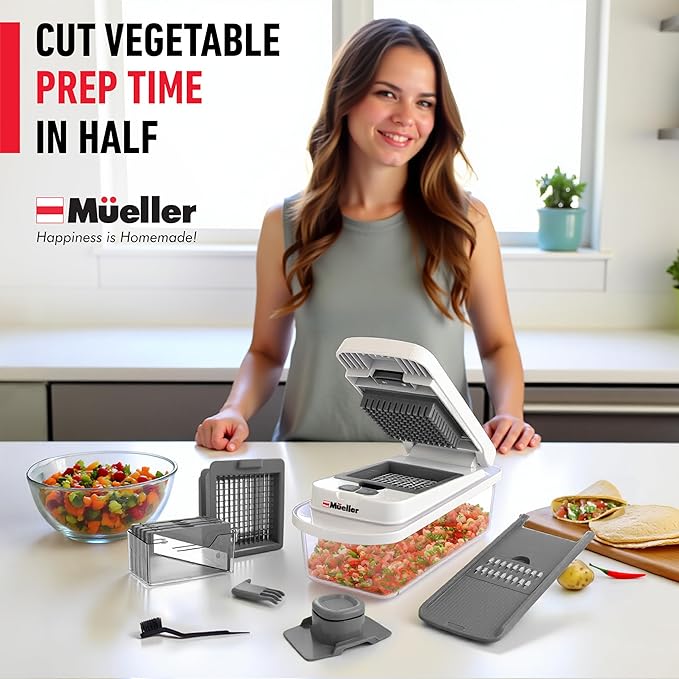 Mueller The Real Original Pro Chopper since 2013 Vegetable Chopper Mandoline Slicer, 8 Blade Food Veggie Chopper Onion Vegetable Cutter with Container, Kitchen Gadgets & Essentials, (10 in 1)