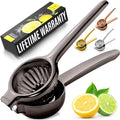 Zulay Kitchen Lemon Squeezer Stainless Steel - Premium Quality, Heavy Duty Solid Metal Squeezer Bowl - Large Manual Citrus Press Juicer and Lime Squeezer Stainless Steel - Black