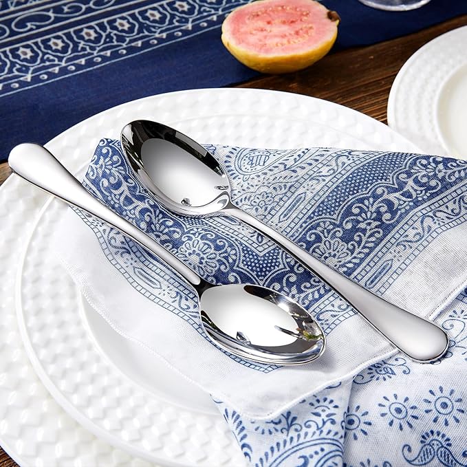 KEAWELL Premium Verona 4-Piece 7.6 inch Spoon Set – 18/10 Stainless Steel, Heavy-Duty Mirror-Finished Flatware for Daily Meals, Hosting and Special Occasions (4, Dinner Spoons)