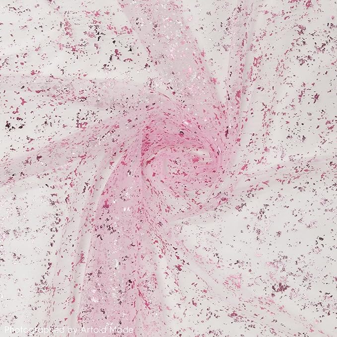Artoid Mode Pink Gold Gauze Table Runner 120 Inch 10FT, Glitter Metallic Foil Sheer Dining Wedding Anniversary Holiday Table Decor for Home Party