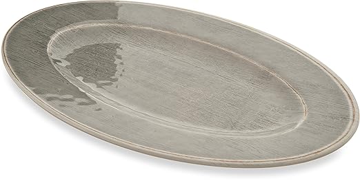 Carlisle FoodService Products Grove Resuable Plastic Oval Plate with Wide Rim for Home and Restaurant, Melamine, 12 x 8 Inches, Smoke