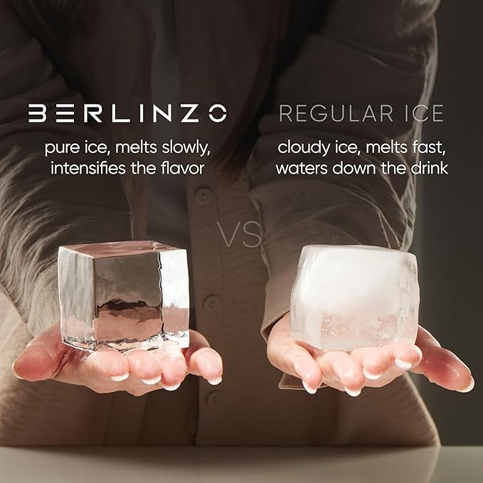 Berlinzo Premium Clear Ice Cube Maker with Conversation Ice Prints – 2 Large 2.1" Crystal Clear Ice Squares – Giftable Idea for Party, Game Night & Just for Fun – Includes Storage Bag (Non-Electric)
