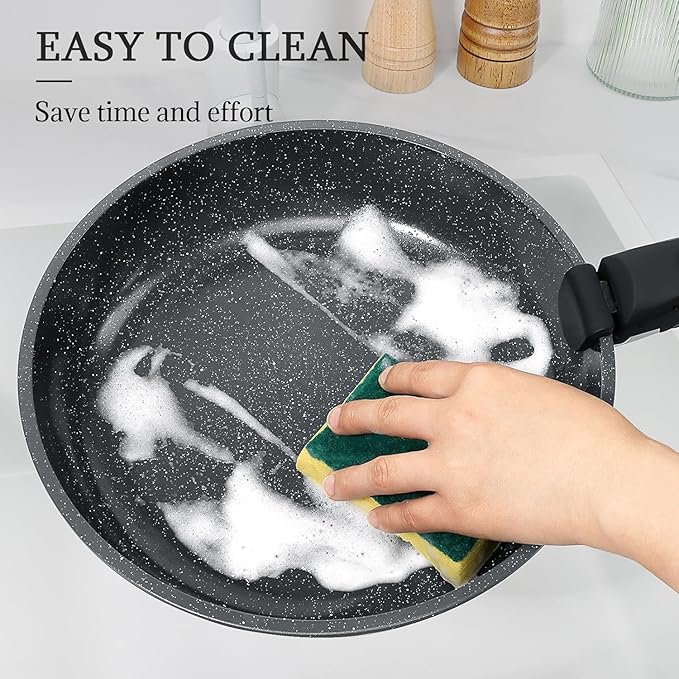 GiPP Ceramic Pots and Pans Set Non Stick, Nonstick Detachable Handle Cookware Sets, Non Toxic Induction Kitchen Pot and Pan with Removable Handle, Healthy RV Cookware, Dishwasher ＆Oven Safe, 5 Piece
