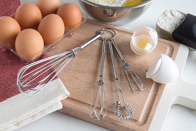 Fox Run Mini Whisks, Chrome Plated, Set of 4, Metallic, 8 x 2 x 1.75 inches