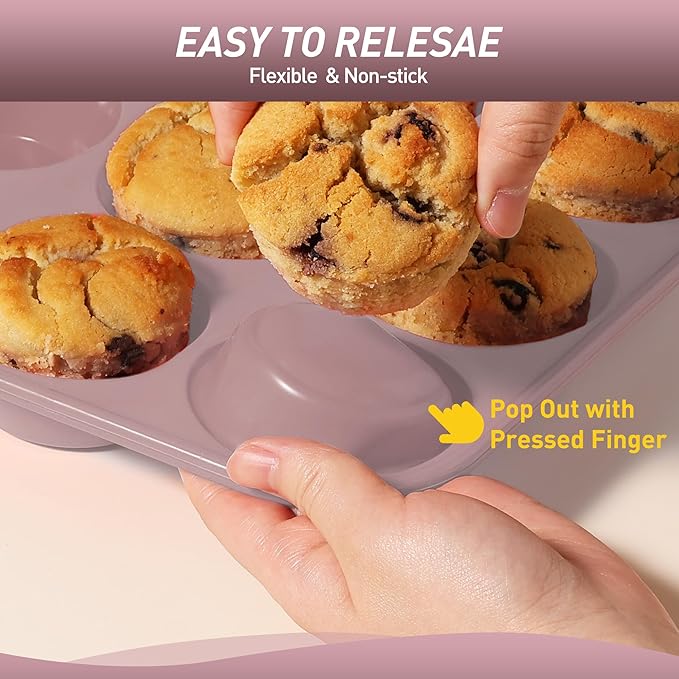 2 Pack 24 Cups Mini Muffin Pan with Metal Reinforced Frame Silicone Molds Cake Pans Egg Bites Silicone Circle Cookie Molds Muffin Tin Tart Pans Non Stick Toxic Oven Safe Baking Sheet Set