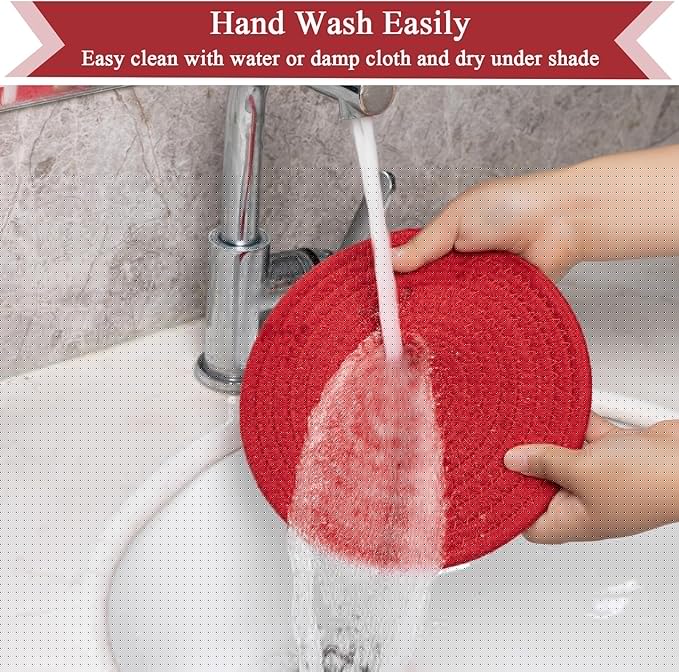 SHACOS 8 Inches Trivets for Hot Dishes, 4 Pieces Cotton Trivets Mats for Kitchen, Hot Pads for Countertops and Table, Heat-Resistant Pot Holders for Hot Pots and Pans(Red, 4pcs)
