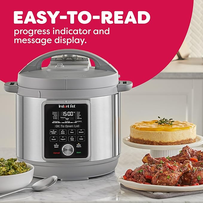 Instant Pot, 8-Quart Whisper Quiet 9-in-1 Electric Pressure Cooker, Slow Rice Cooker, Steamer, Sauté, Yogurt Maker, Warmer & Sterilizer, App With Over 800 Recipes, Stainless Steel, Duo Plus