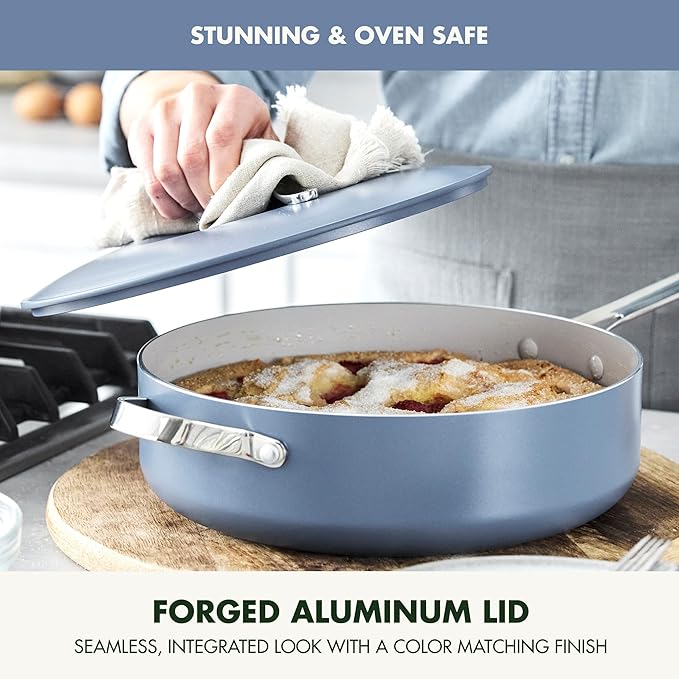 GreenPan Nova 10” Frying Pan Skillet and 4.37QT Sauté Pan with Lid, Oprah’s Favorite Things 2024, PFAS-Free Ceramic Nonstick, Induction Suitable, Sear, Fry, Broil, Dishwasher & Oven Safe, Ocean Blue