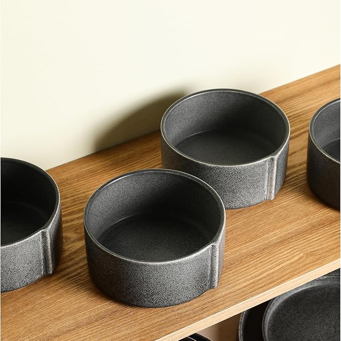 Stone Lain Bao 4-Piece Bowl Set Stoneware, Charcoal