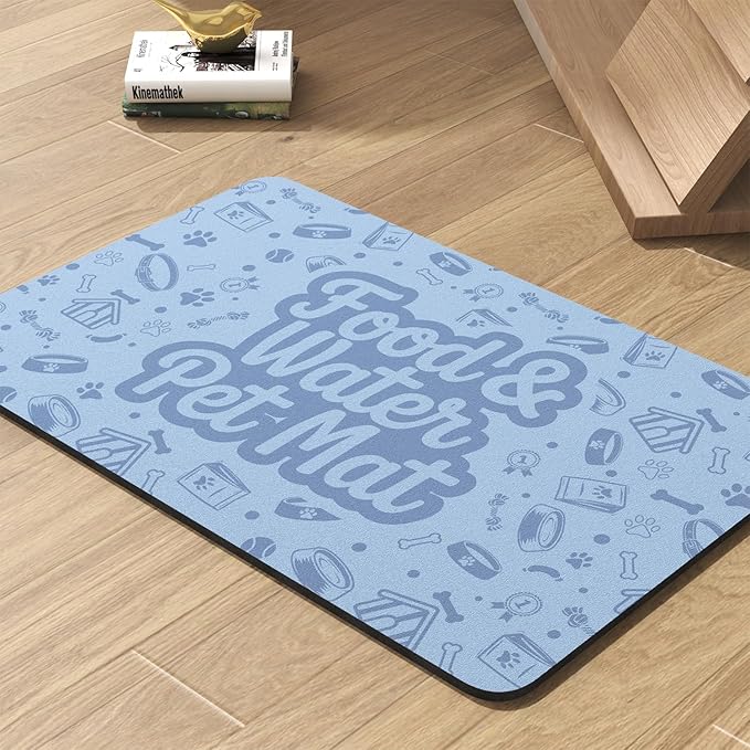 Pet Feeding Mat-Absorbent Dog Mat for Food and Water Bowl-No Stains Quick Dry Water Dispenser Mat-Dog Accessories Pet Supplies-Bowl for Messy Drinkers（Words,16"x24"