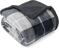 PAVILIA Premium Sherpa Twin Size Blanket | Plaid Design Flannel Fleece Twin Bed Blanket | Plush, Soft, Cozy, Warm, Lightweight Microfiber, Reversible, All Season Use (Plaid Charcoal , 60 x 80 Inches)