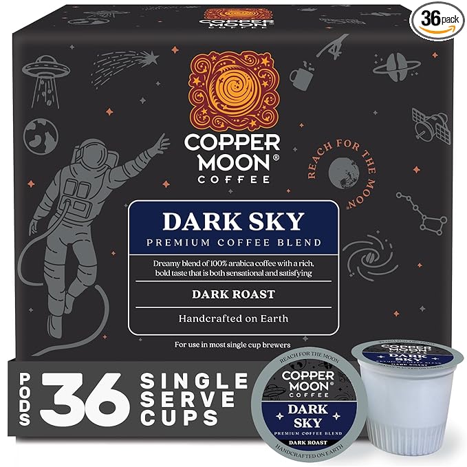 Copper Moon Single Serve Coffee Pods for Keurig K-Cup Brewers, Dark Roast, Dark Sky Blend, 36 Count